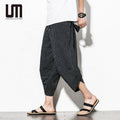 Liu Ming Oem Odm New Arrivals Summer Men Clothing Casual Wide Leg Trousers Cotton Linen Printing Harem Baggy Pants