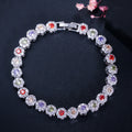 New Trending Women Chic Small Flower Cluster Tennis Bracelet Round Cubic Zirconia Micro Paved Quality Jewelry for Wedding Party
