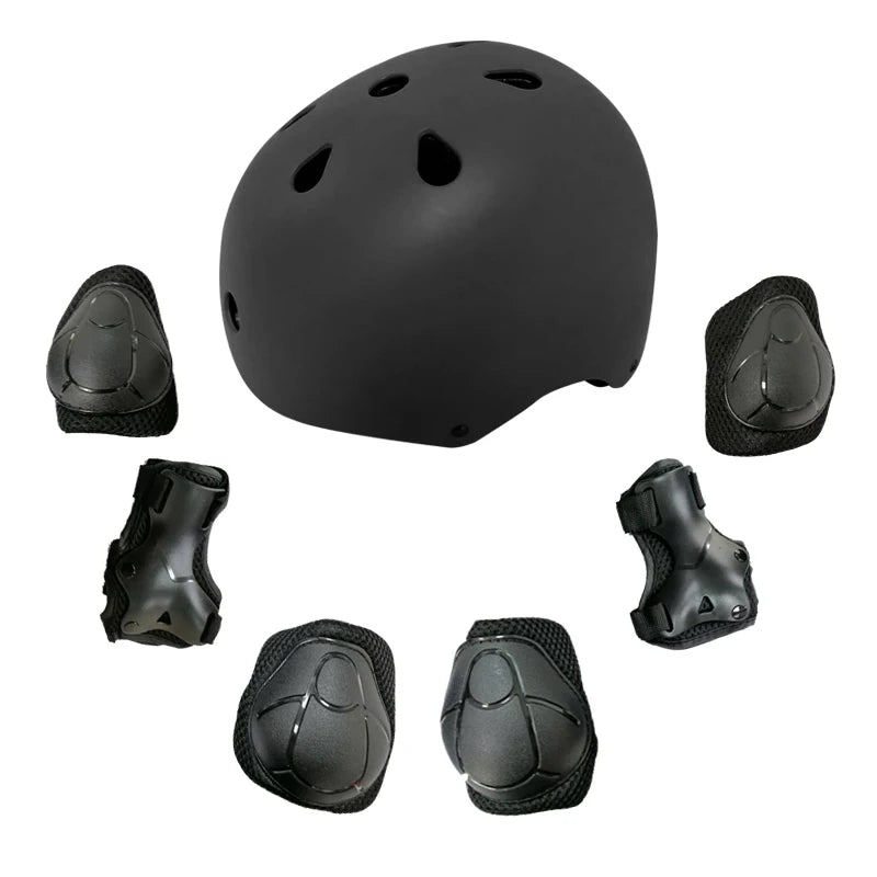 Youth Custom Logo 7-Piece Roller Skates Set Professional Protection Adjustable Button Closure Soft EVA for Cycling Skateboarding
