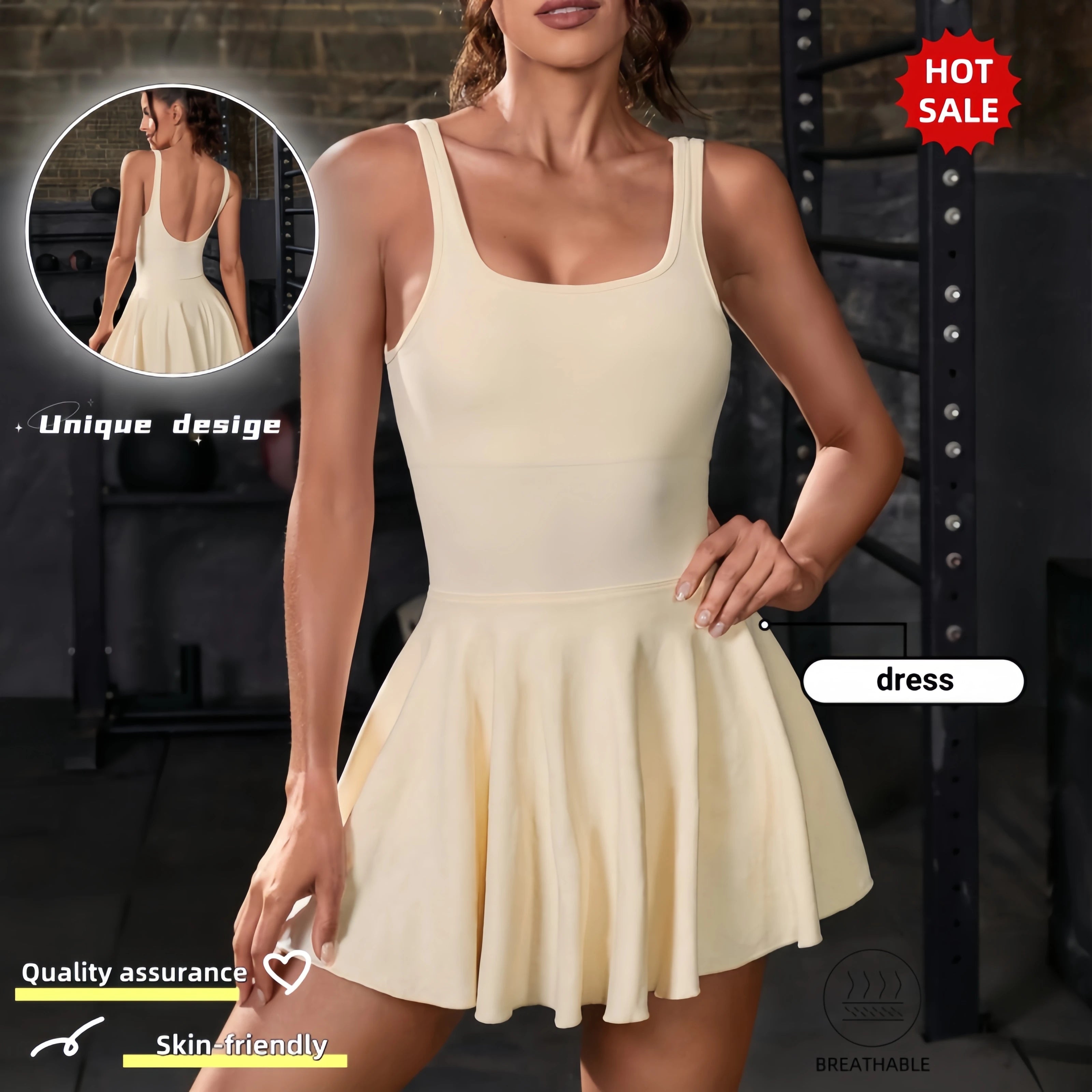 Best-selling Beautiful Back Seamless Yoga One-piece Jumpsuits Golf Tennis Skirt  Gym Fitness Sports Anti-failure Suit Women
