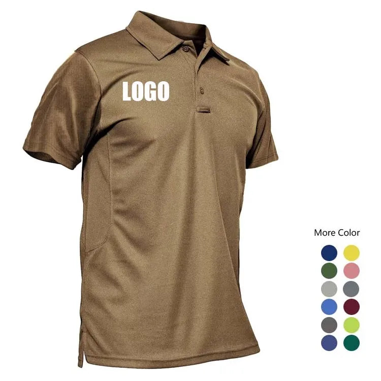 Men's Custom Logo for Polo Shirt OEM Knitted Fabric Solid Pattern Polyester Spandex Top for Golf