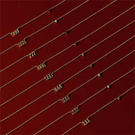 Delicate Small Cubic Zircon Stainless Steel Gold Plated Jewellery 111 to 999 Angel Number Clavicle Chain Necklace for Women