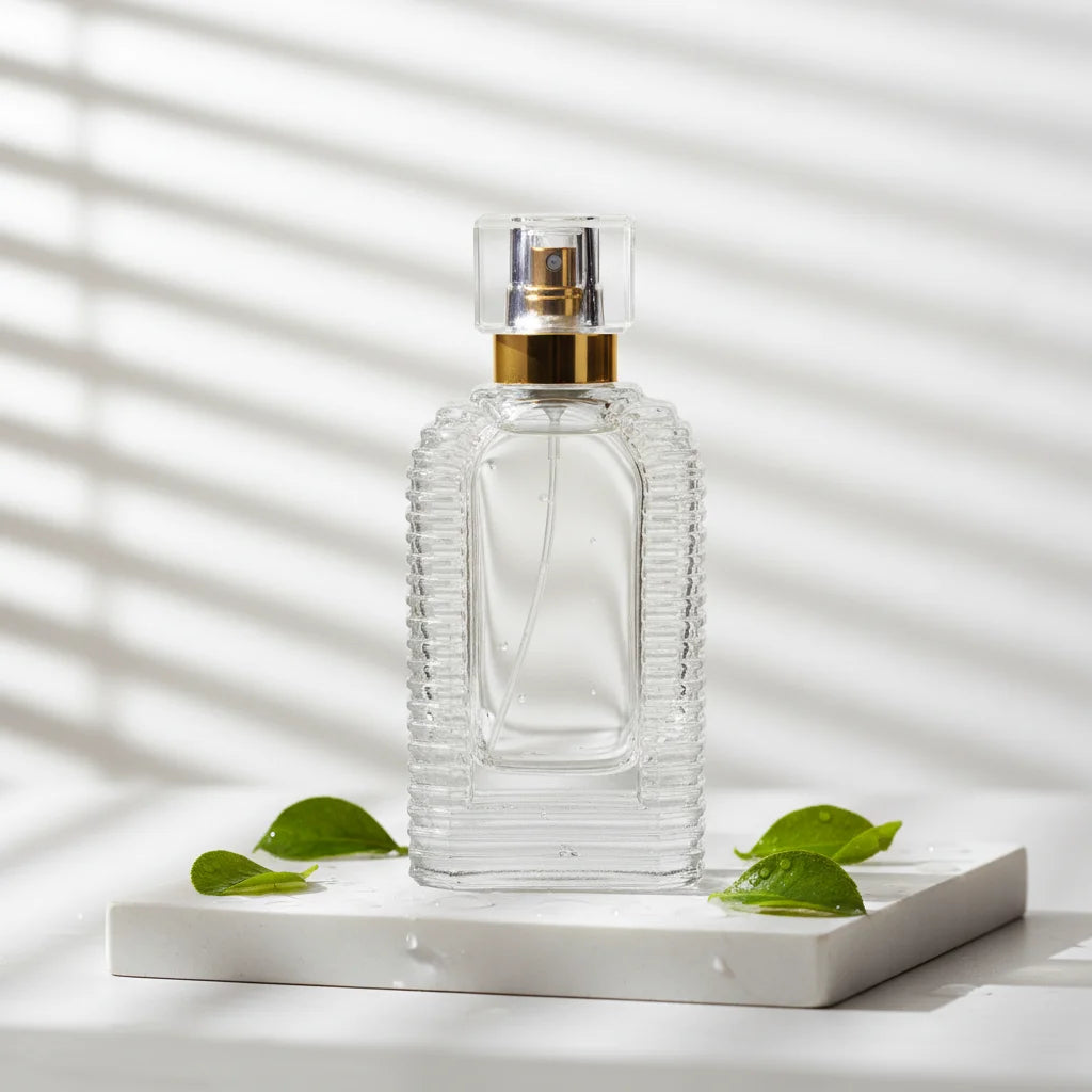Fashion Design Transparent clear OEM Glass Perfume Bottle With Cover