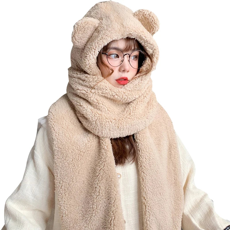 New Style Cute Bear Ear Hats  Fleece Winter Beanie Hat Luxury Winter Hats