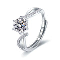 Custom Luxury 1ct 2ct Moissanite Ring Rhodium Plated 925 Sterling Silver Jewelry Rings Women