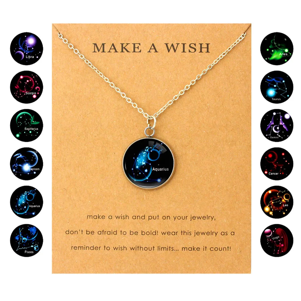 Zodiac Signs Capricorn Aquarius Pisces Aries Taurus Gemini Cancer Leo Virgo Libra Scorpio Sagittarius Mens Girls Women Necklaces