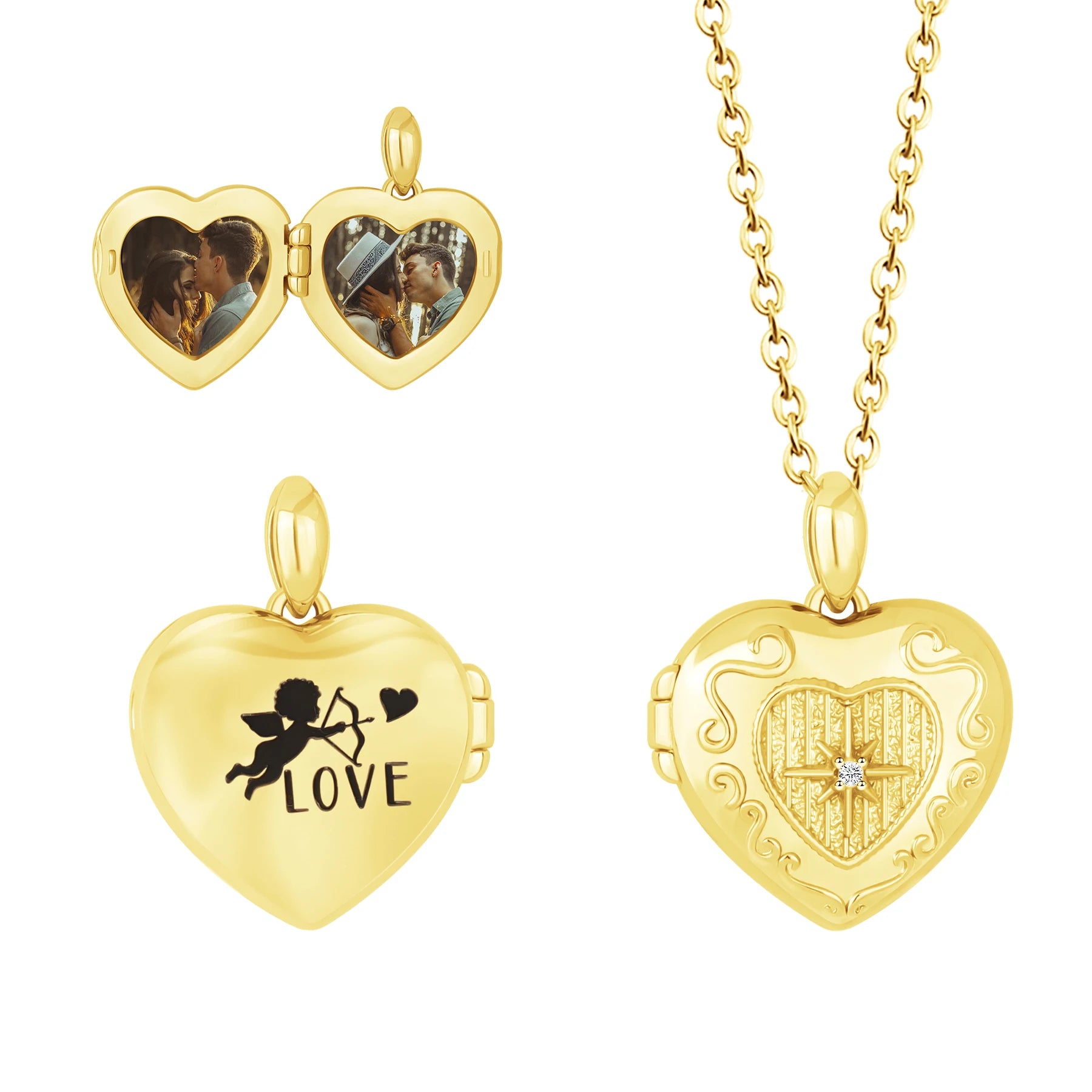 Personalized 2 Photos Heart Locket Pendant Necklace Heart Pendant Necklace Jewelry Gift for Mom
