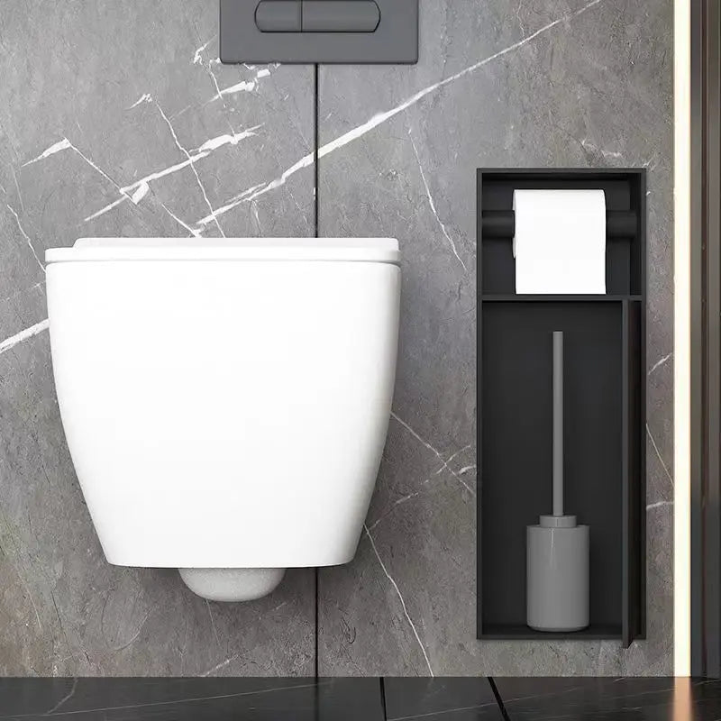 High End Customized Black Wall Mounted Stainless Steel Bathroom Paper Towels and Toilet Brush Shower Niche Accessories
