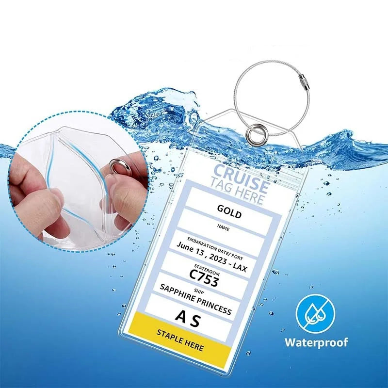 PVC Transparent Luggage Tag Soft Film Card Sleeve Long Self Sealing Waterproof Luggage Checked in Card Tag Hang Tag