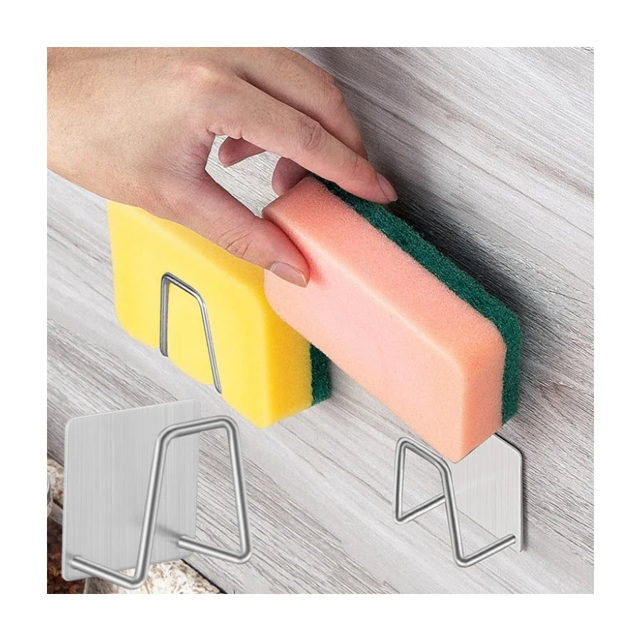 Kitchen Stainless Steel Sink Sponge Holder Self Adhesive Drainer Drying Rack Wall Hooks Accessories Storage Home Organizer
