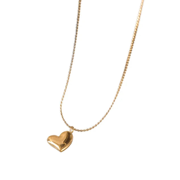 HOVANCI New Arrival 18K PVD Gold Plated Stainless Steel Heart Pendant Choker Trendy Link Chain Party Necklace for Girls