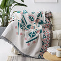 Manufacture Sofa Cover Decor Blanket Cotton Blend American Style Four Seasons Woven Solid Color 130x160cm with Tassel 930g