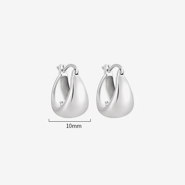 VIANRLA  925 Sterling Silver Jewelry 10mm Hoop Chunky  Minimalist   Studs Jewelry Fashion Style  for  Gift