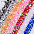 JUNAO Wholesale 5 Yard*15mm Hotfix Resin Rhinestone Chain Fabric Crystal Ribbon Trim Strass Applique for Clothes