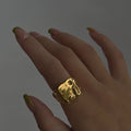 2024 Dazan New 18k Gold Plated Stainless Steel Tarnish Free Waterproof Gothic Vintage Irregular Pleated Ring for Women