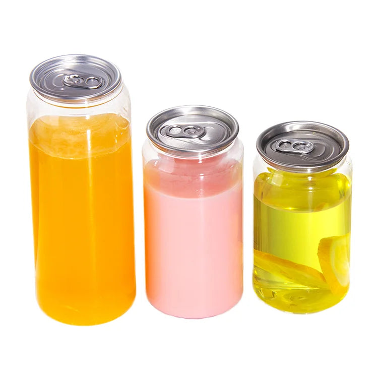 Transparent Plastic Pet Tuna Cans Easy Open Pull Ring Lid 300ml 350ml 400ml 450ml 500ml Pop Top Beverages Food Coffee Soda Cream