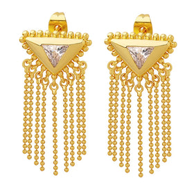 Vintage Court Style Mother Wedding Accessories Fringed Zircon Earrings Personality Brass Earrings Wholesale