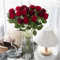Hot Sell Velvet Roses Red Single Artificial Flowers for Home Decor