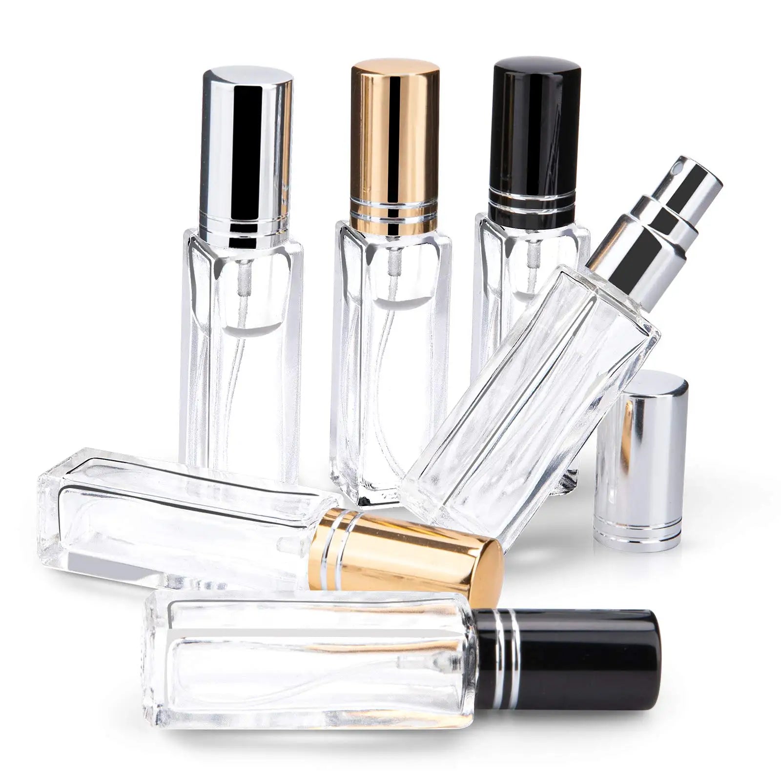 OEM 8ML Perfume Glass Spray Atomizer Perfume Bottle with Metallic Aluminum Caps for Face Cream Customizable Color