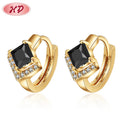 Wholesale Jewelry Supplier Vintage Geometry Crystal Pink Cz 18K Gold Women Earring Huggie Jewelry for Christmas