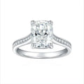 Women's Classic Style Moissanite Cushion Cut 9x7mm 925 Silver Rhodium Plated GRA Certified Engagement Ring