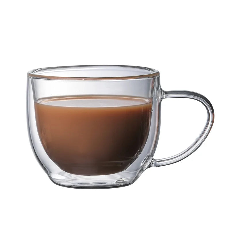 Nordic Style High Borosilicate Glass Double Wall Espresso Mug 150ml 250ml Capacity with Handle Cafe Drinkware