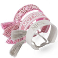 Exhibition Wedding Accessories Embroidered Letter LOGO PRETTY Woven Bracelet Cotton Thread Adjustable Tassel Ribbon Bracelets
