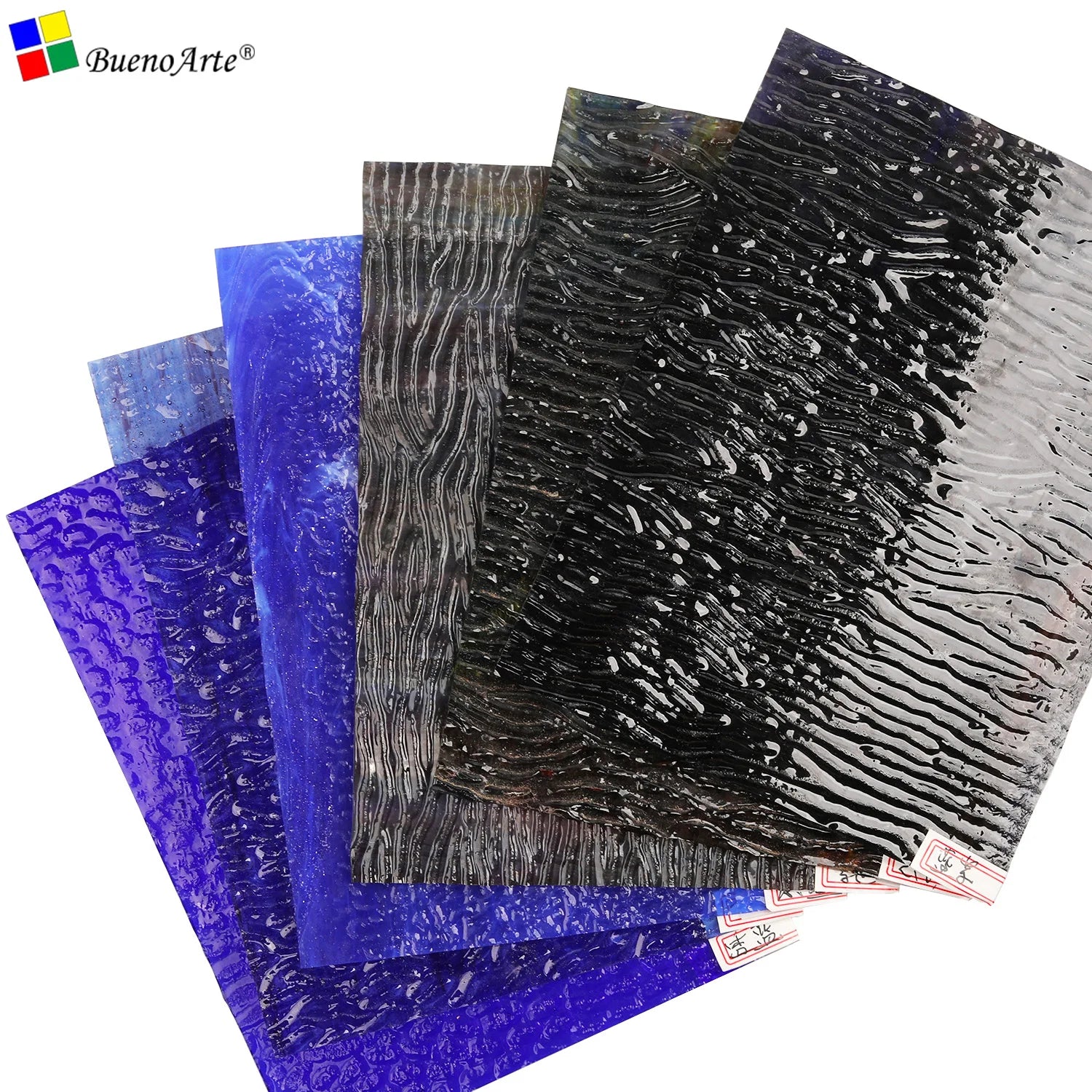 Buenoarte 3mm Thick 20x30cm Square Streaky Stained Glass Sheet-Variety Colors Tiffany Glass Mosaic 1 Year Warranty for DIY Art