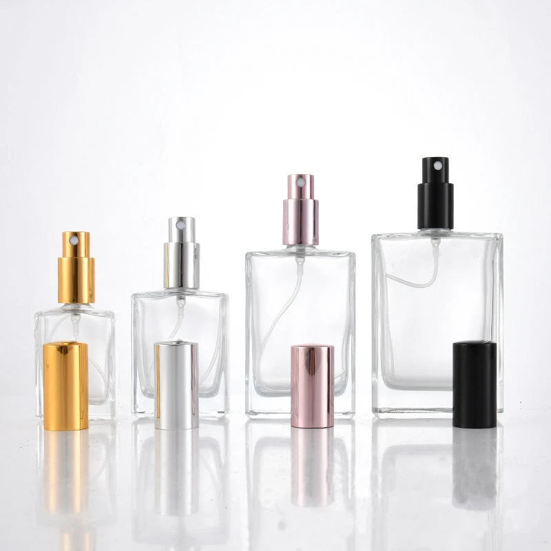 Free Samples Luxury 10ml 30ml 50ml 100ml Frosted Square Shape Glass Mist Spray Perfume Bottle with Silver or Gold Aluminum Cap