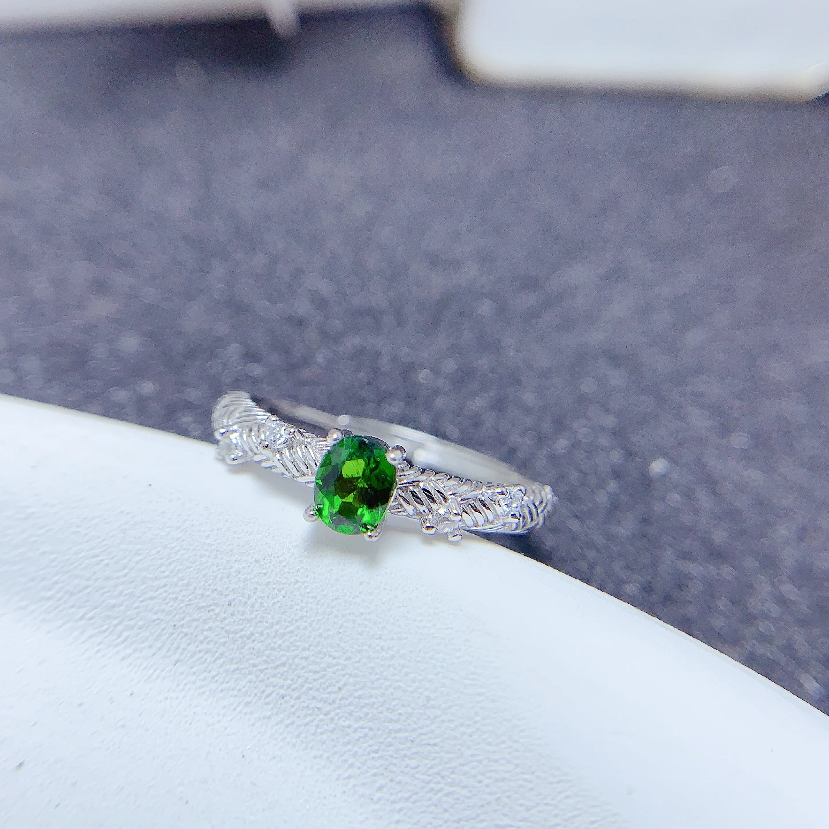 Hot Popular Faceted Minimalist Knuckle Engagement Ring 925 Silver Natural Diopside Gemstone Oval Classic Wedding Women's Rings