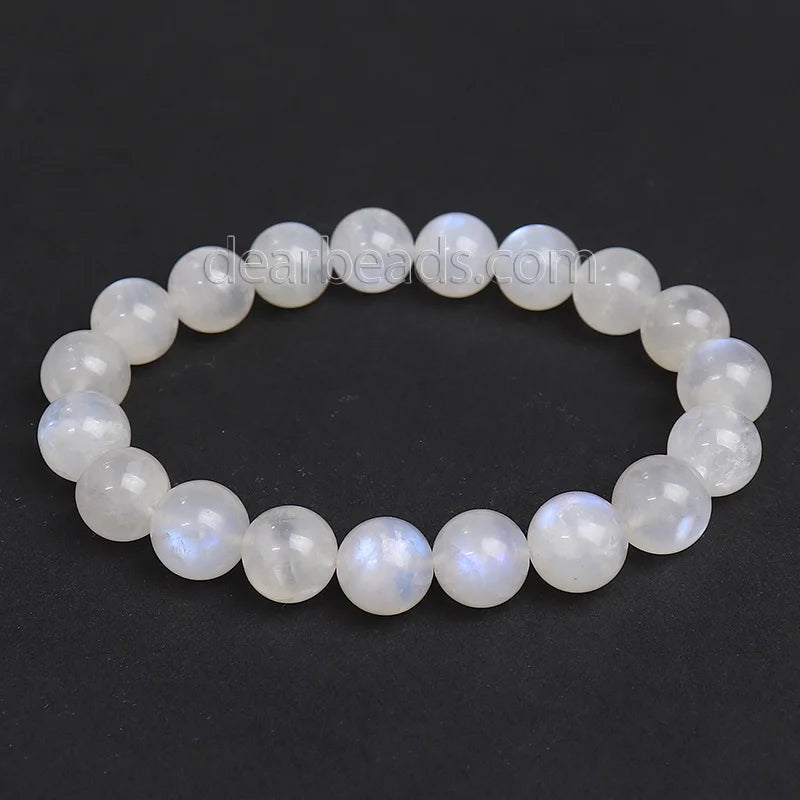 Natural 5A Blue Flash Rainbow Moonstone Crystals Bracelet Durable Stretch Cord Healing Bracelets for Women Gift