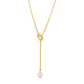 #2024 Best-selling French Fringe Imitation Pearl Necklace Long Draw Sweater Chain Stainless Steel MegaBDM