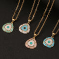 INS HOT Summer Colors Geometric Shape Evil Eye Chain Pendant Necklace 18k Real Gold Plated Fashion Jewelry for Women
