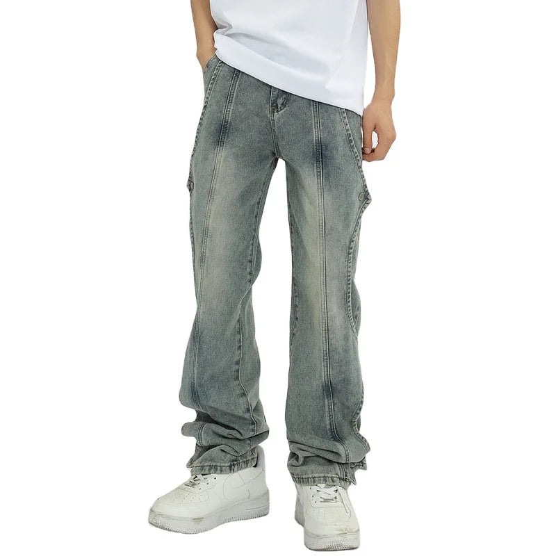 Street Washed and Worn Clothes for Man Tapered Pants Men Vintage Jeans Men Trousers Jeans