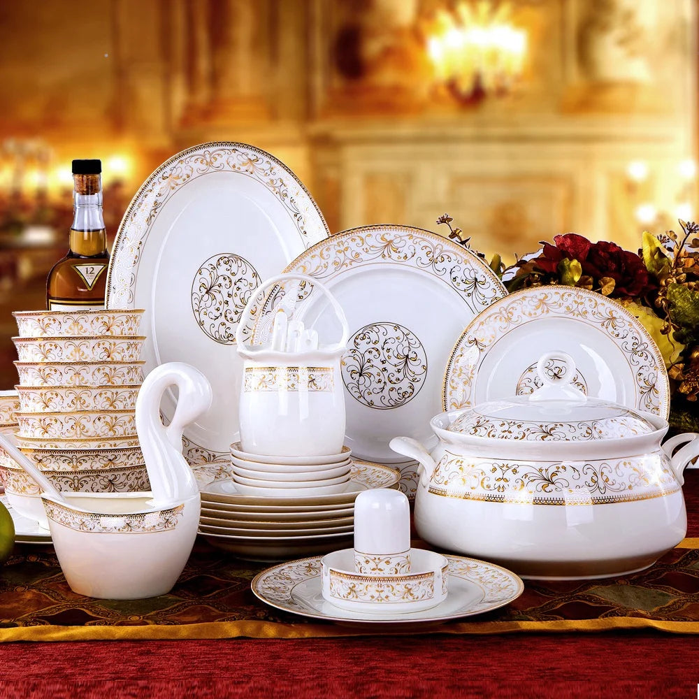 Wholesale 60 Pieces Chinese Sun Island Dinner Sets Dining Room Sets Porcelain Dinnerware Sets for 10 People56