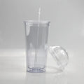 Custom Reusable Cup16oz 24oz Snow Globe Tumbler Glass Double Wall Acrylic Tumbler with Dome Lid and Straw