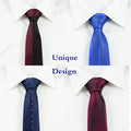 2.4'' (6cm) Men's Trendy Tie Unique Design Stripe Jacquard Woven Silk Tie Formal Necktie Skinny Tie
