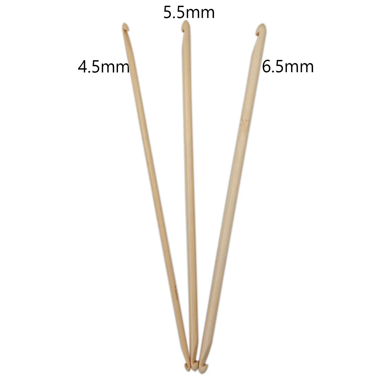 Bamboo Double end Crochet Hooks 4.5+5.5+6.5mm