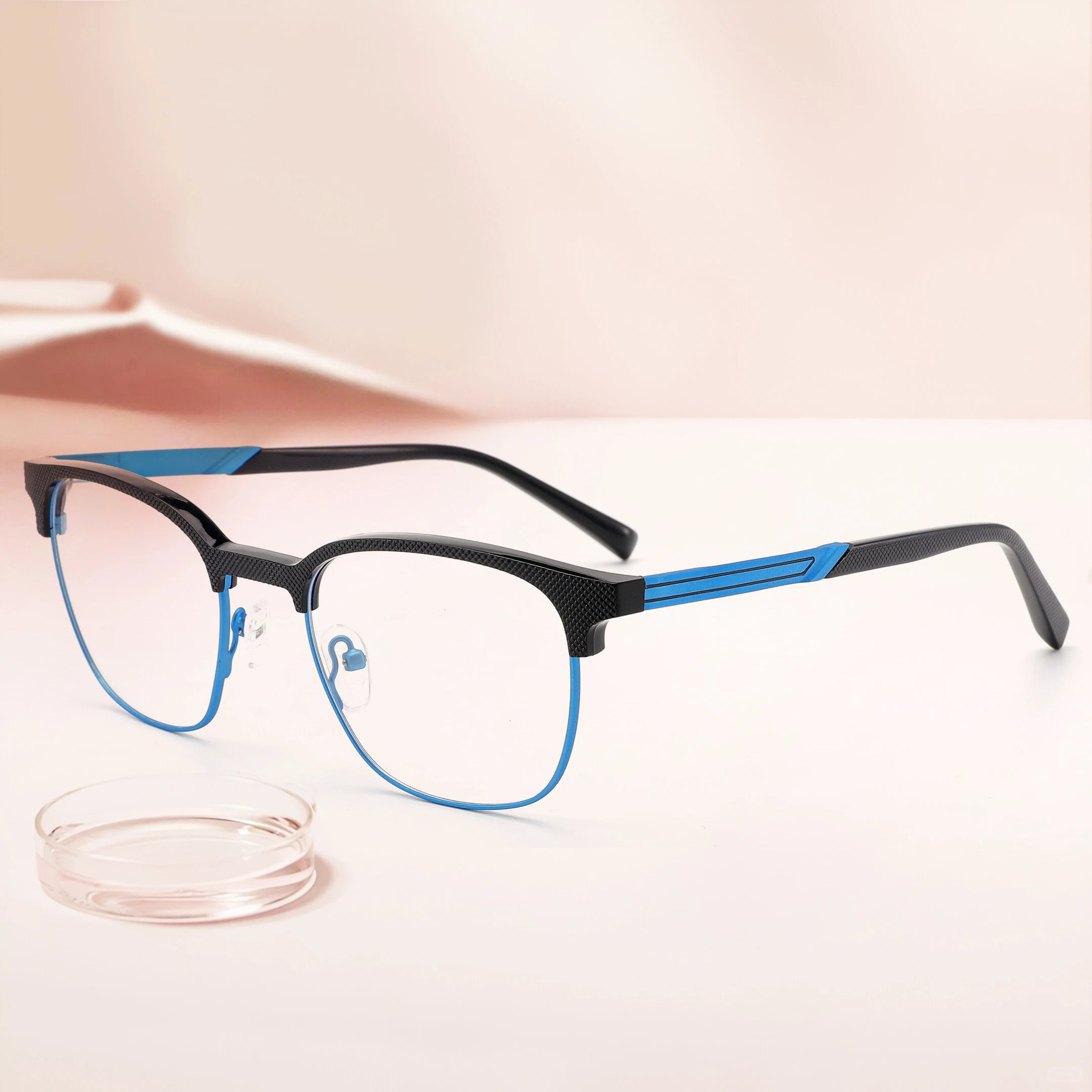 Factory Manufacture Men's Half Metal Vintage Square Clear Eyeglasses Frame Optical Spectacle and Spectacles