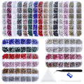 New 12-Grid SS4-SS16 Multi-Size Flat Bottom Rhinestone Tweezers Combination Tool Kit