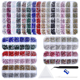 New 12-Grid SS4-SS16 Multi-Size Flat Bottom Rhinestone Tweezers Combination Tool Kit