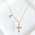 GN108 Minimalism Jewelry 14K Gold Gilled Necklace Zircon Cross Pendants Necklace for Women