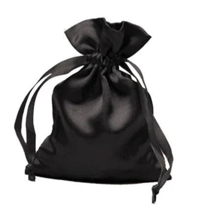 NEW Luxury Satin Drawstring Packaging Silk Jewelry Gift Ring Pouch 10cm Custom Matte Black Small Satin Bag With Satin Lining