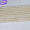 FEIRUN 6mm 3A Button Natural White Real Pearl Strands