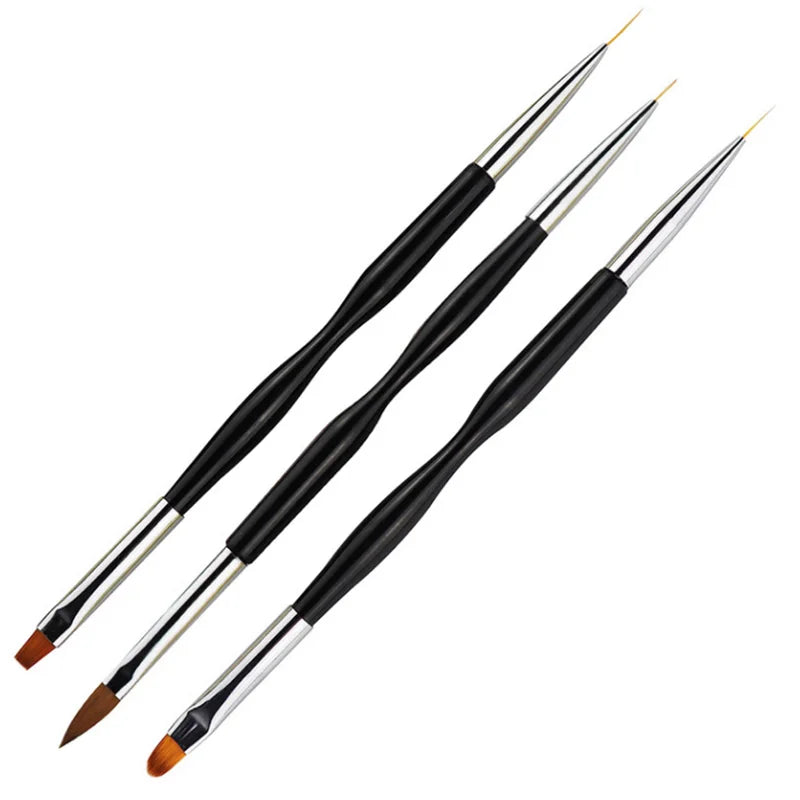 3pcs/set Double Head Nail Art Needle Point Tip Drawing Pen Detailed Fine Nail Art Liner Brush