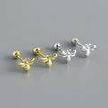 Wholesale Silver Jewelry S925 Bee Shaped Screw Stud Earrings Jewelry Sterling Silver Minimalist Insect Form Stud Earrings Women