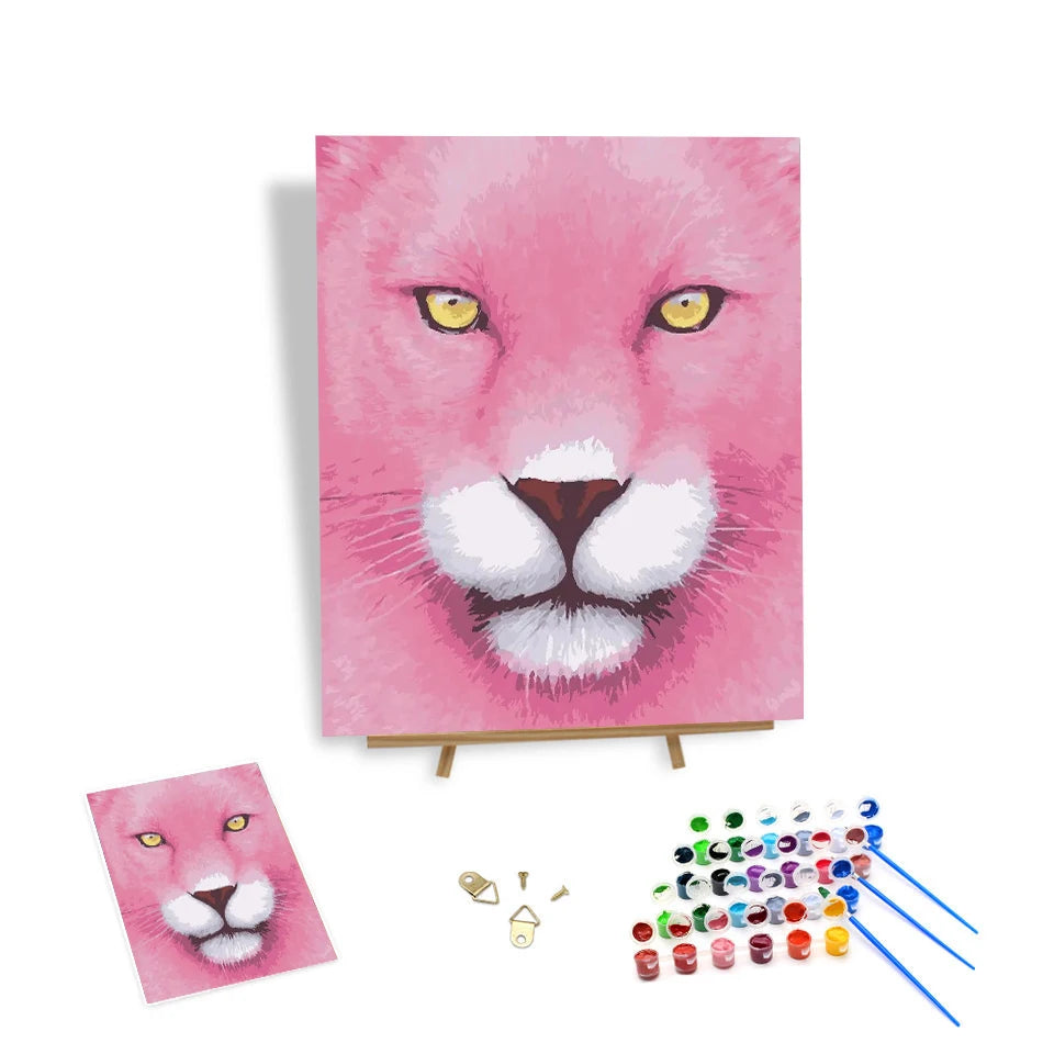 Easy Creative Lion Facial Features Pattern Painting by Numbers Frame Modern Animal Paint by Numbers Artworks