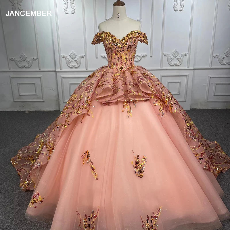 Stylish Off Shoulder Sequins Evening Gown for Women Dress Jancember 6527