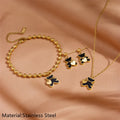 DAIHE Cute Little Bear Stainless Steel Peach Heart Necklace Necklace Bracelet Set Necklace Wholesale