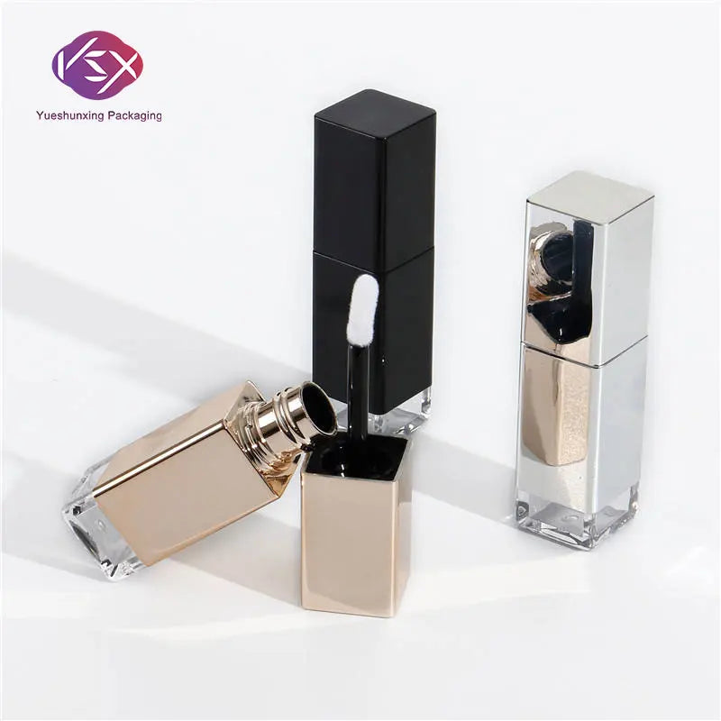 Yueshunxing Empty 8ml Black square Lipgloss Tube Packaging Custom Wand Tubes Private Label Lip Tint Bottles Lip Gloss Tubes
